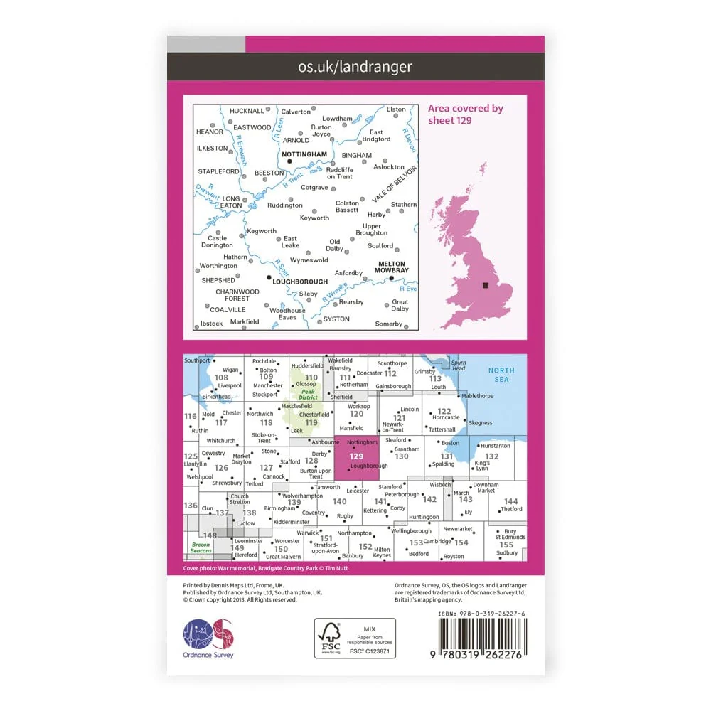 OS Landranger / Nottingham & Loughborough - Image 2